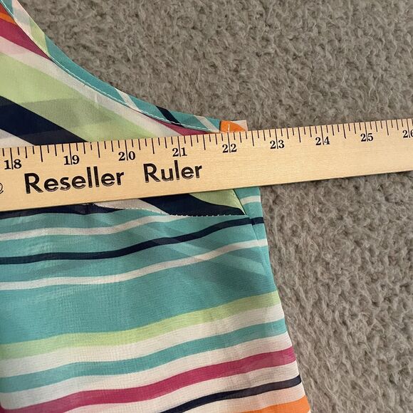 Torrid Sheer Tank Top Women's 0 (Large) Pullover Pocket Bright Stripes Blouse - Picture 6 of 7